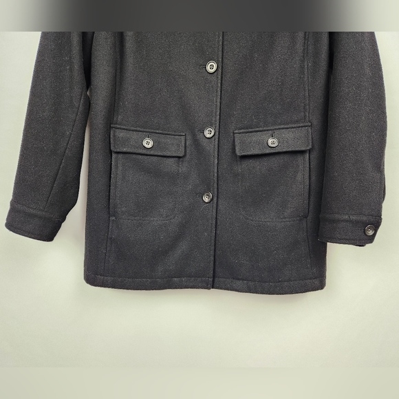 Eddie Bauer Women's Black Peacoat 76% Wool Size Large - Picture 8 of 11